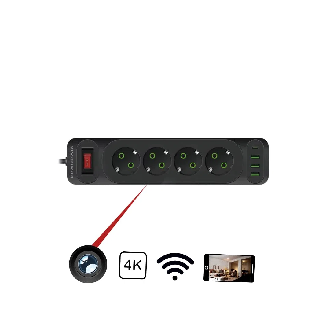Générique Multiprise Caméra Espion 4K WiFi Noire