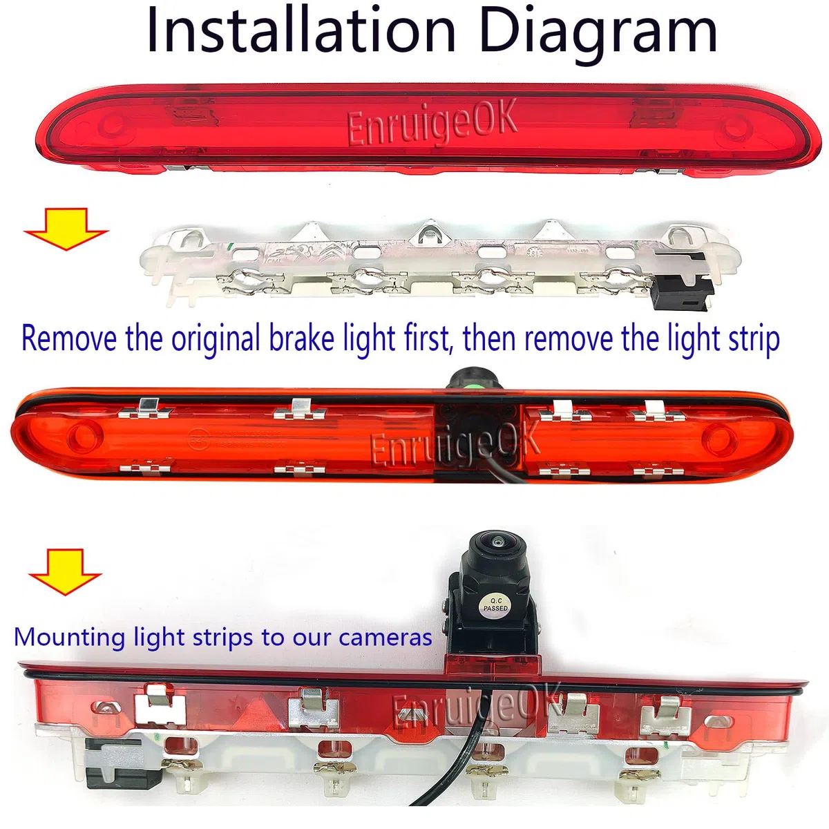 Automovite Caméra de recul HD de feu de freinage pour Peugeot Expert Citroen Jumpy/Dispatch Toyota Proace (2016-Présent) avec écran miroir de 17,4 cm (kit de support # 139)
