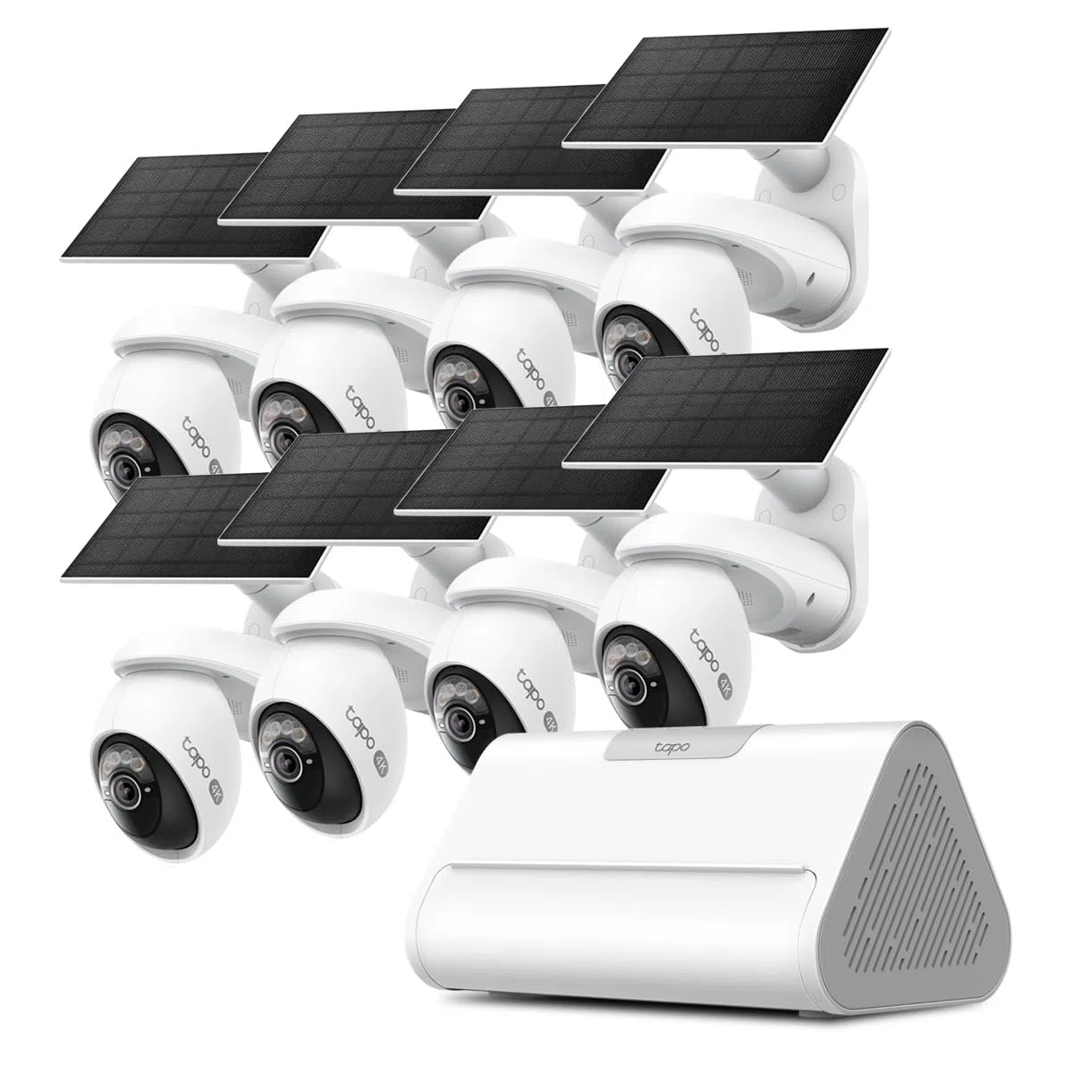Tapo KIT 8 caméras C660 Caméra de Surveillance WiFi extérieure avec Panneau Solaire 4K 8MP H500 Hub Intelligent pour la Maison