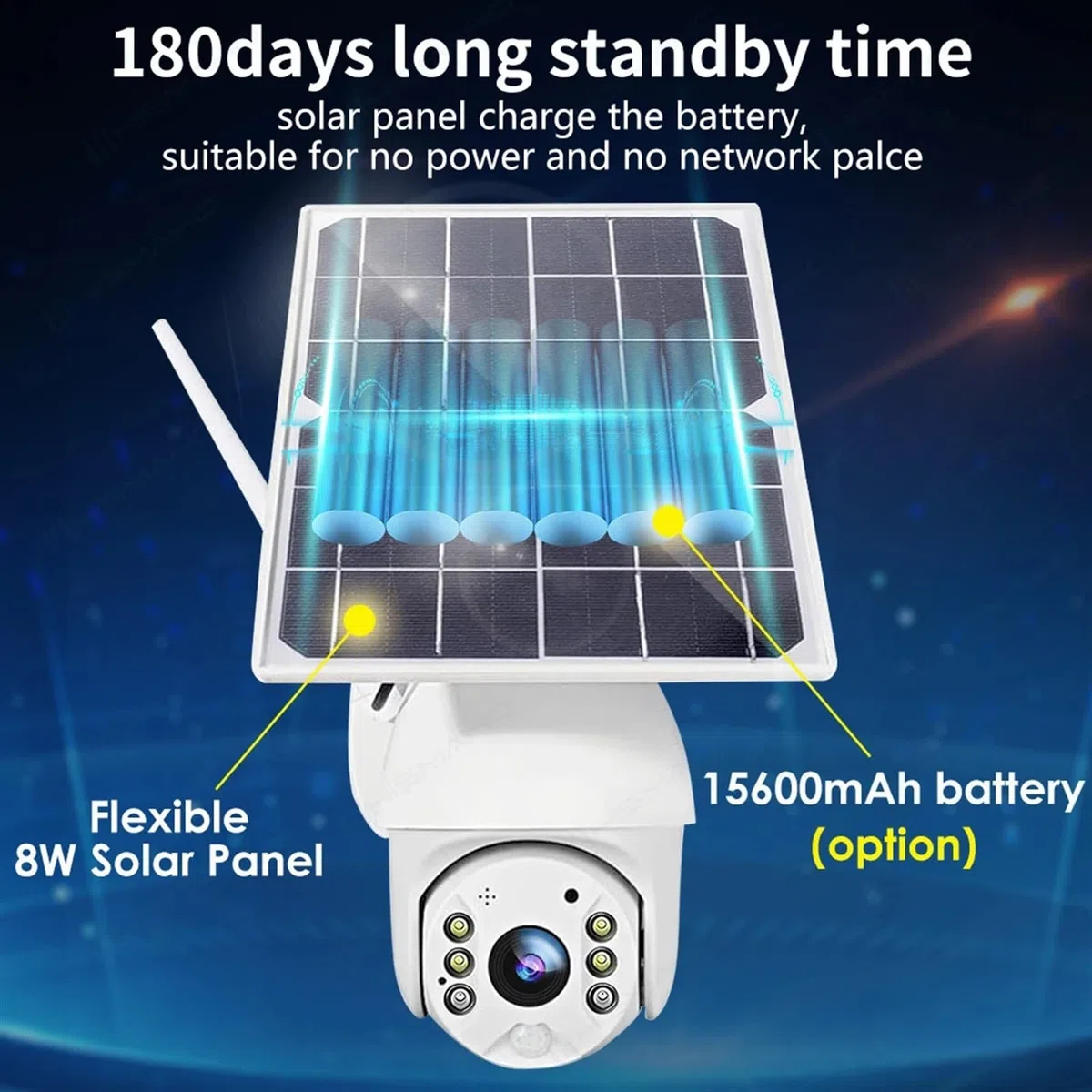 Caméra de sécurité, Caméra IP Solaire 4G extérieure sans Fil 1080P Batterie Rechargeable CCTV sécurité Surveillance à Domicile caméra PTZ(4G Version Camera)
