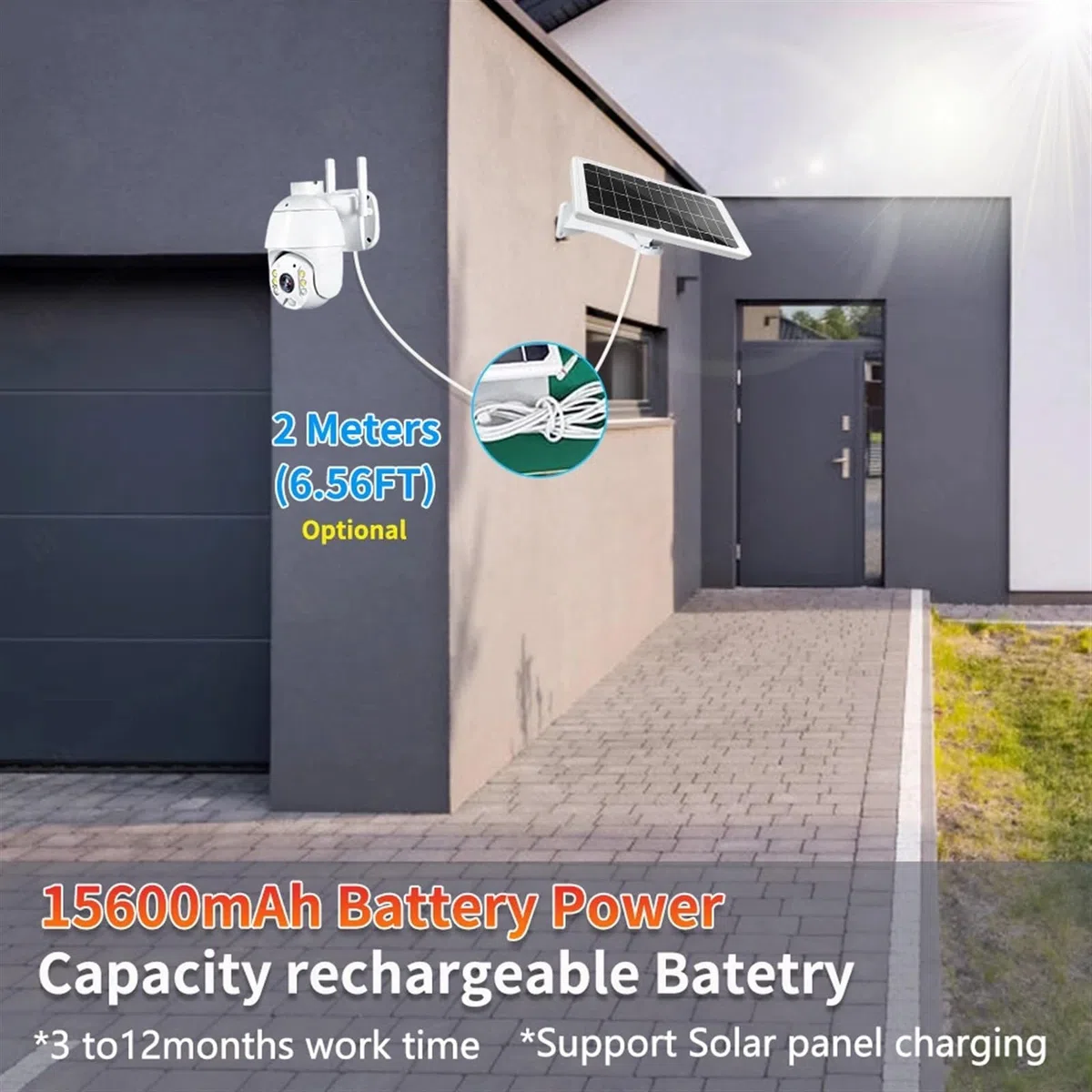 Caméra de sécurité, Caméra IP Solaire 4G extérieure sans Fil 1080P Batterie Rechargeable CCTV sécurité Surveillance à Domicile caméra PTZ(4G Version Camera)