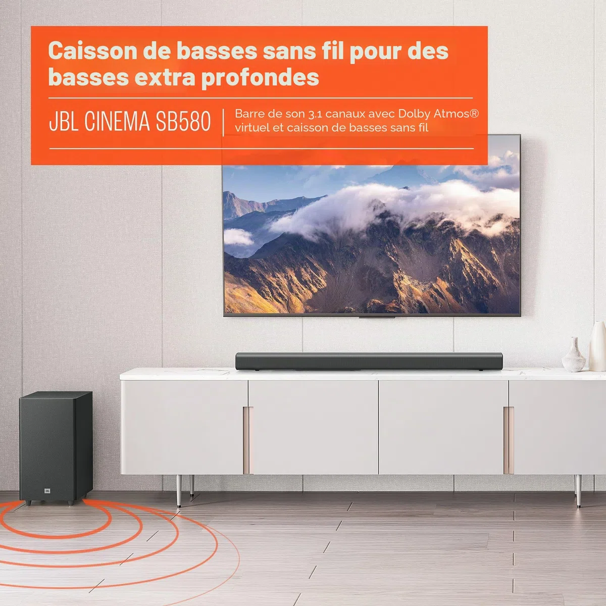 JBL Cinema SB580 Barre de Son 3.1 et Caisson de Basses sans Fil
