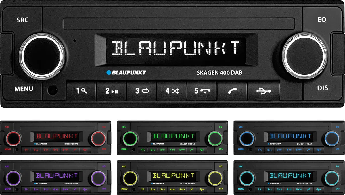 Blaupunkt Skagen 400 Dab, 1-DIN autoradio, Dab+, Bluetooth, kit Mains Libres, USB, entrée auxiliaire, Commandes au Volant, Sortie subwoofer, 4x50 Watts, 12V