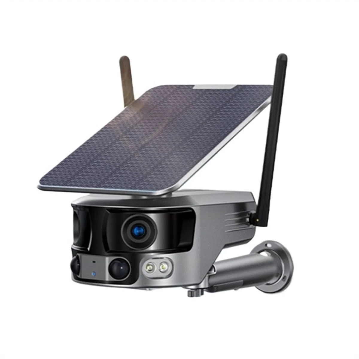 Caméra de sécurité, 4K 8MP 4G Double Objectif caméra panoramique sécurité à Domicile 4X 10X Zoom extérieure Solaire alimentée par Batterie IP(4G No Card)