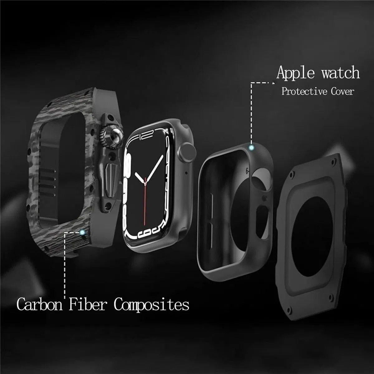 JDIME Bracelet de montre en fibre de carbone pour Apple Watch Ultra 49 mm, 45 mm, 44 mm, bracelet de montre de sport respirant pour iWatch Series 8/7/6/5/4/SE