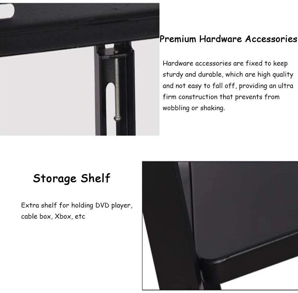Meuble TV pour téléviseurs à écran Plat 55" 95" Meuble TV Roulant Noir avec 2 éères Roues verrouillablesMeuble TV Mobile pour Usage Domestique/Bureau