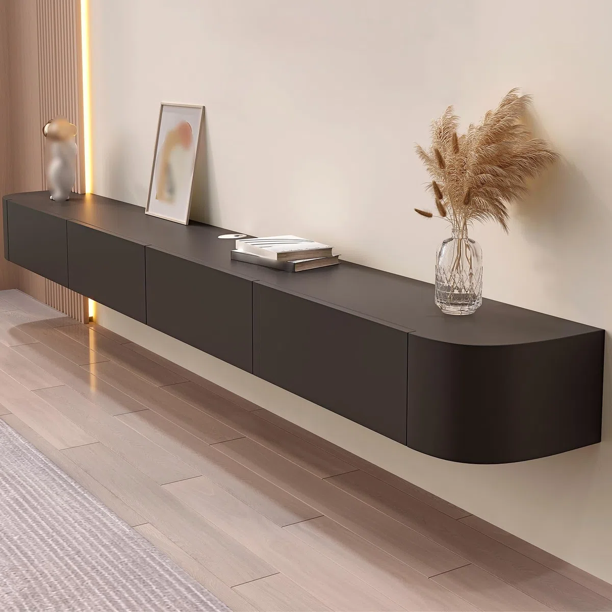 Meuble TV mural moderne avec porte Lar Floating TV nd avec Der Sk Sto Solut pour salon et bureau 200 cm Console TV Slish Home Fur
