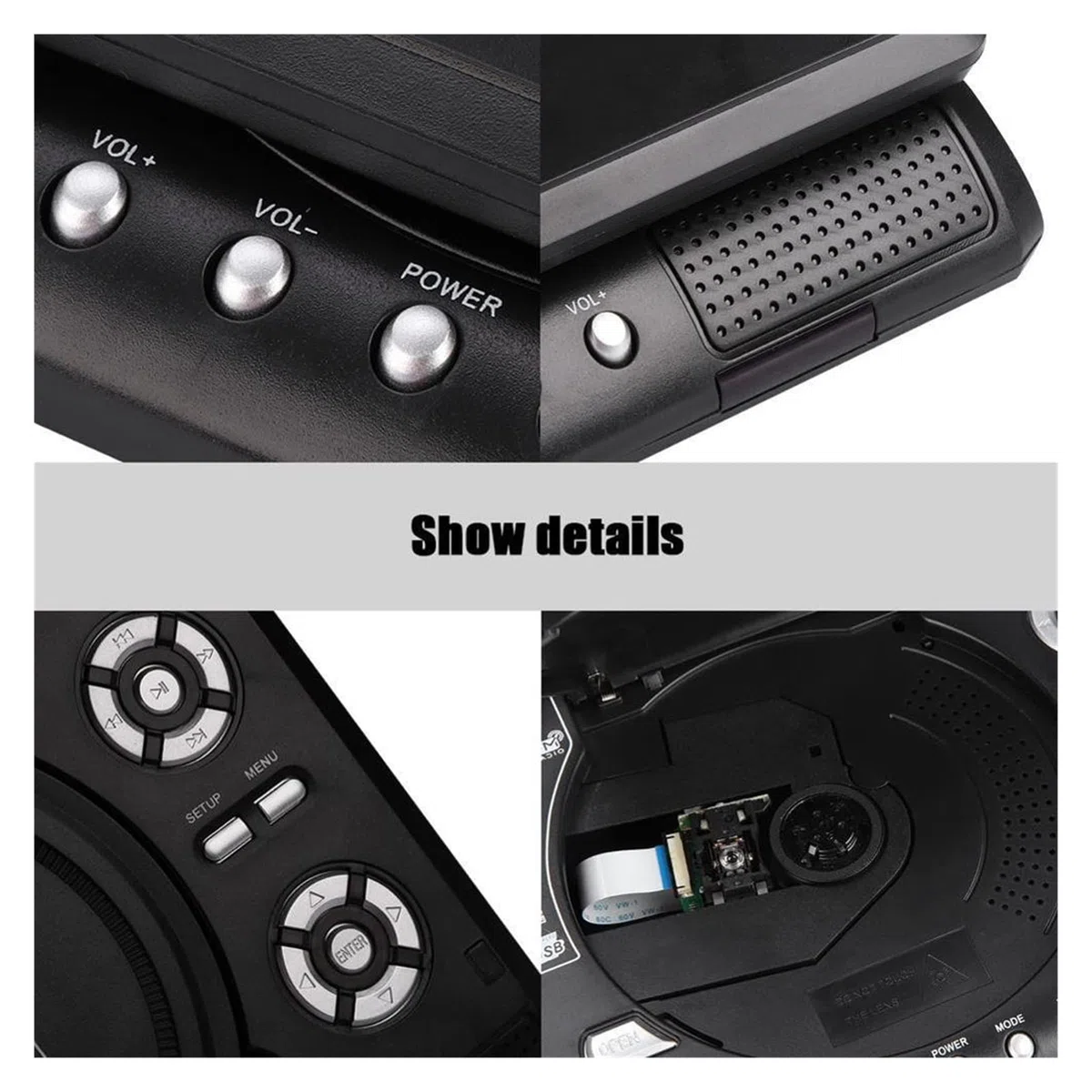 Mini Télévision TV 7.8 "Pouch Portable DVD Écran pivotant du Joueur Rechargeable la télé Chargeur de Voiture Gamepad Portable