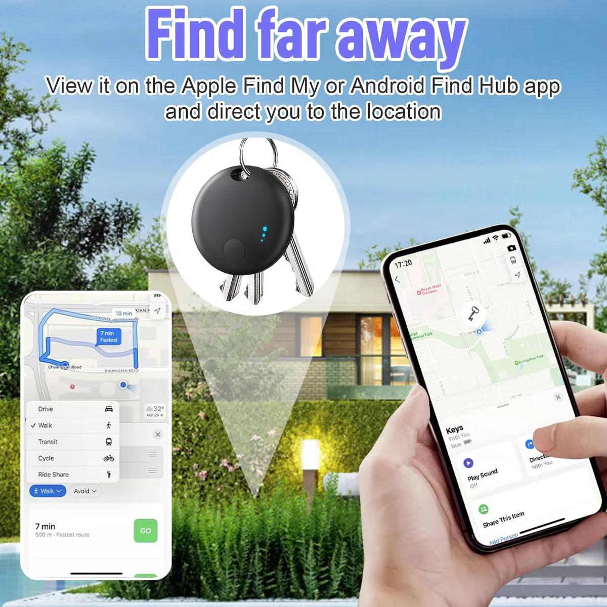 Lot de 4 étiquettes de suivi d'air pour Android ou iOS, double système de suivi d'air, étiquette de suivi Bluetooth compatible avec l'application iOS Find My ou Google Find Hub, étiquettes de suivi