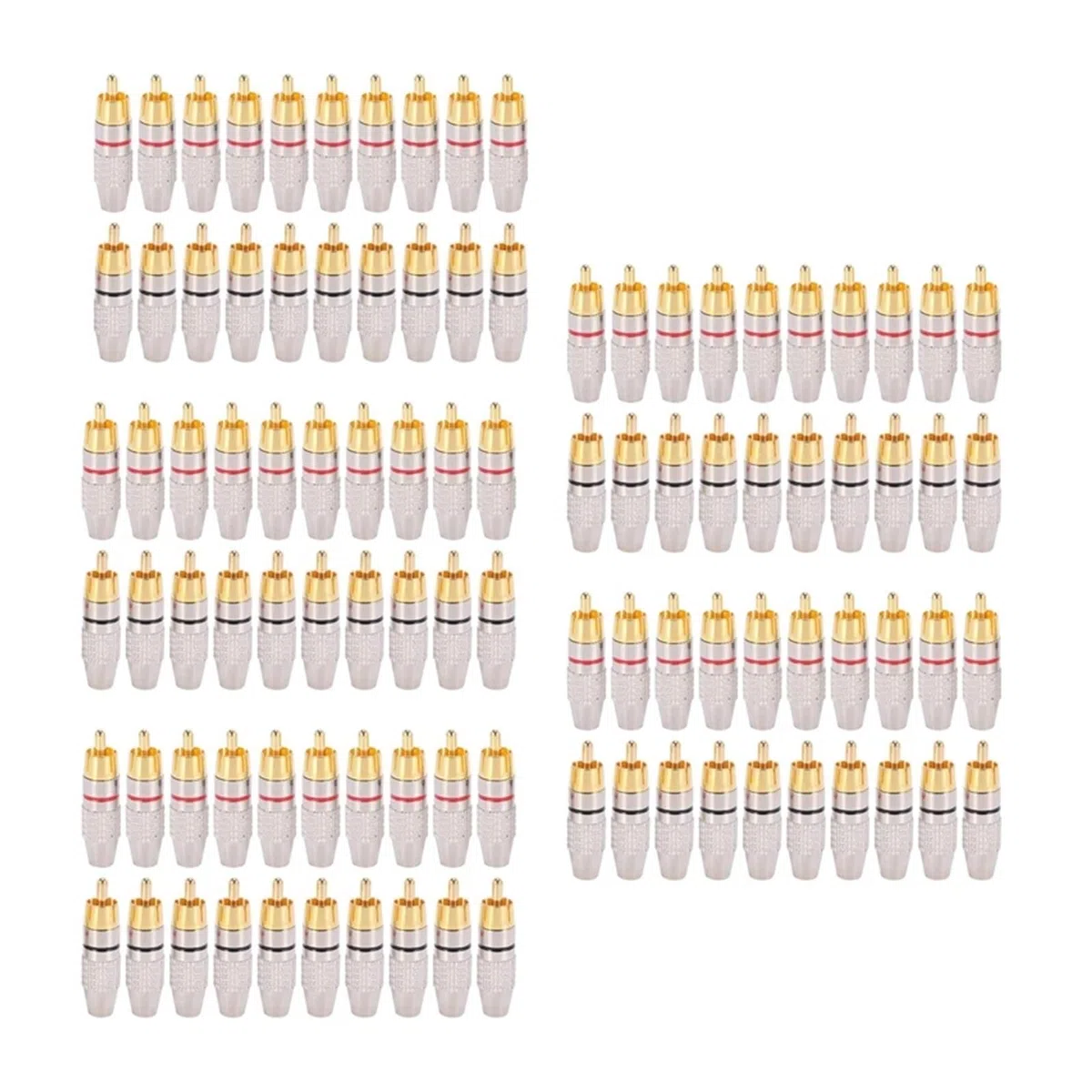Lot de 100 connecteurs de câble audio et vidéo RCA plaqués or