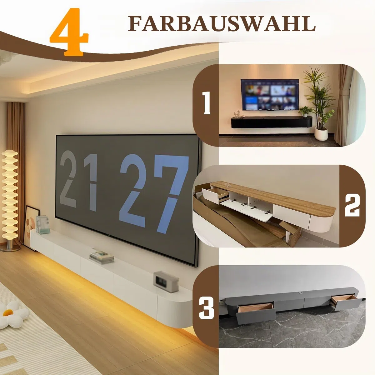 Meuble TV mural moderne avec porte Lar Floating TV nd avec Der Sk Sto Solut pour salon et bureau 200 cm Console TV Slish Home Fur