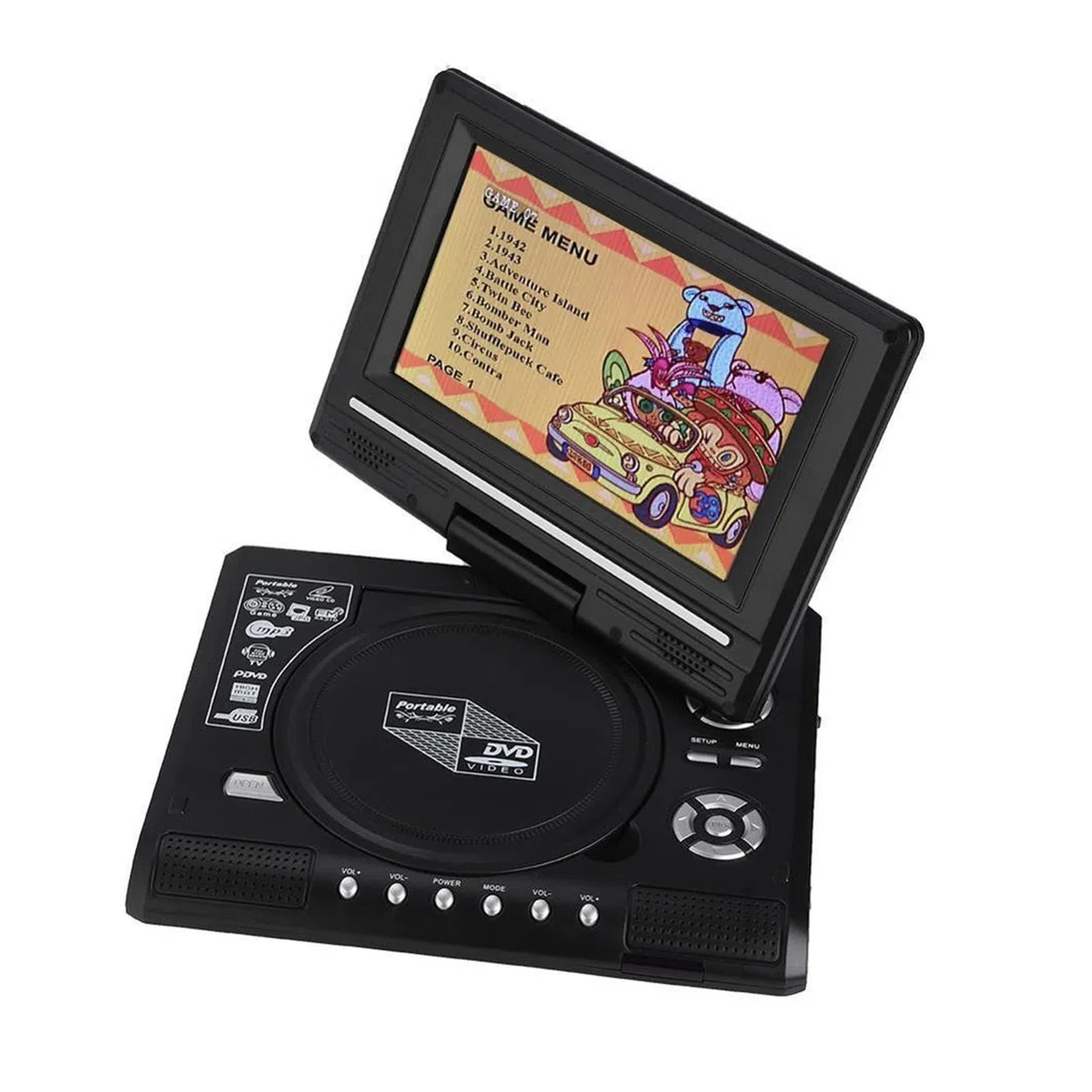 Mini Télévision TV 7.8 "Pouch Portable DVD Écran pivotant du Joueur Rechargeable la télé Chargeur de Voiture Gamepad Portable