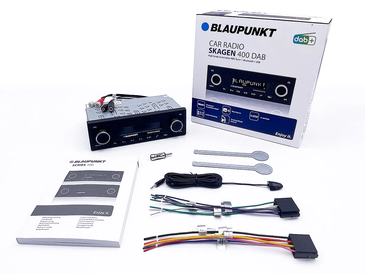 Blaupunkt Skagen 400 Dab, 1-DIN autoradio, Dab+, Bluetooth, kit Mains Libres, USB, entrée auxiliaire, Commandes au Volant, Sortie subwoofer, 4x50 Watts, 12V