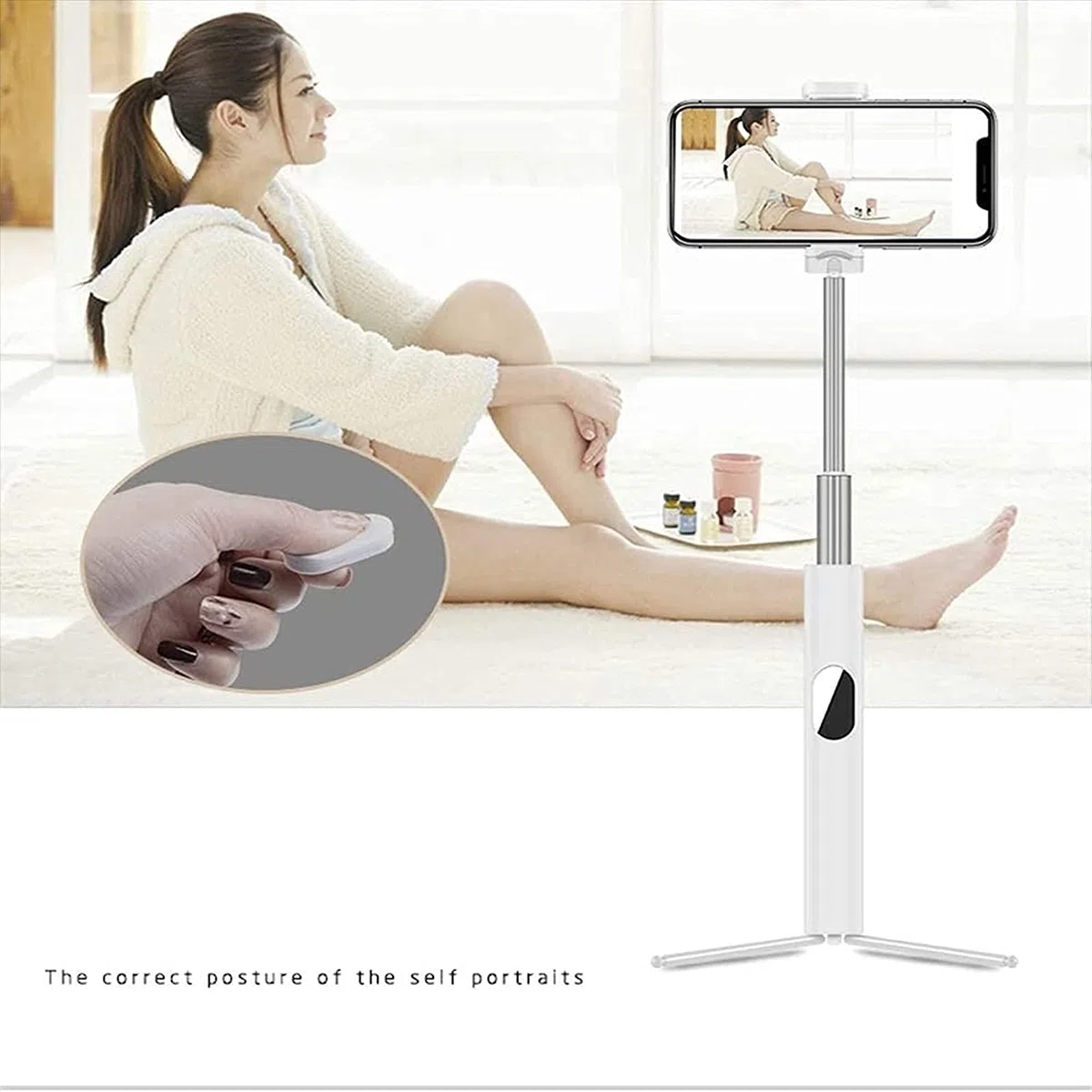 Perche à Selfie 25", trépied Bluetooth Extensible avec télécommande sans Fil for Autres Smartphones de 4,7" à 6,5"