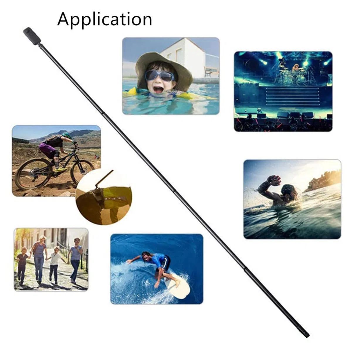 Perche à selfie extensible jusqu'à 5 m pour appareil photo à 360 degrés Support trépied léger et durable Design tige carbonée