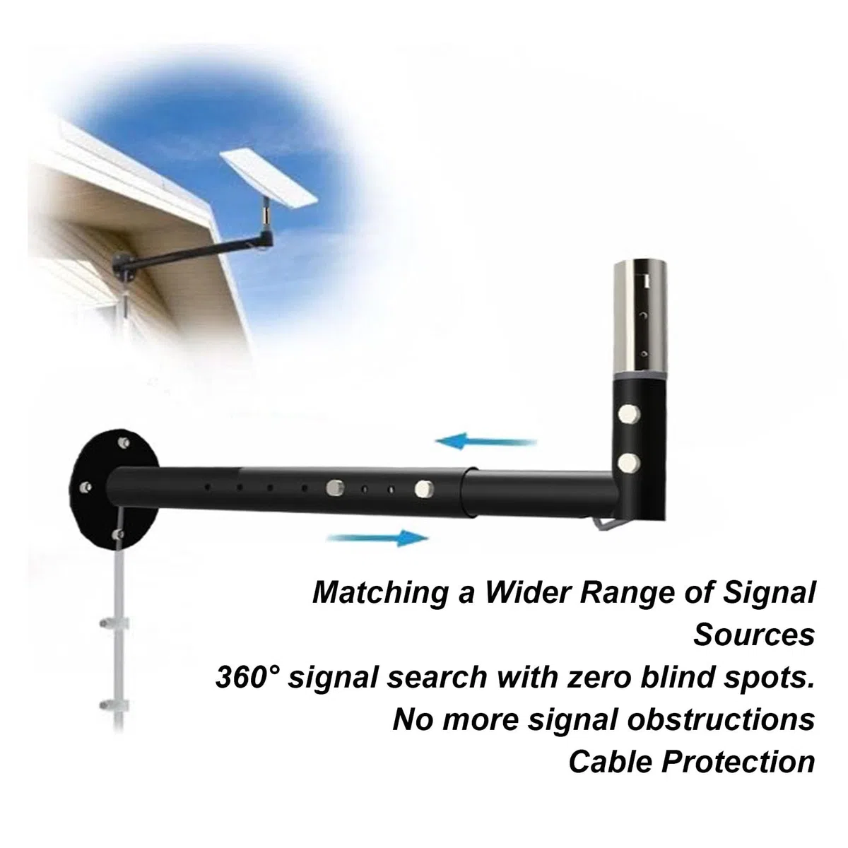 Support pour kit de montage réglable avec adaptateur, kit de montage pour antenne satellite J-Pole, mât Internet par satellite pour montage sur toit ou mur