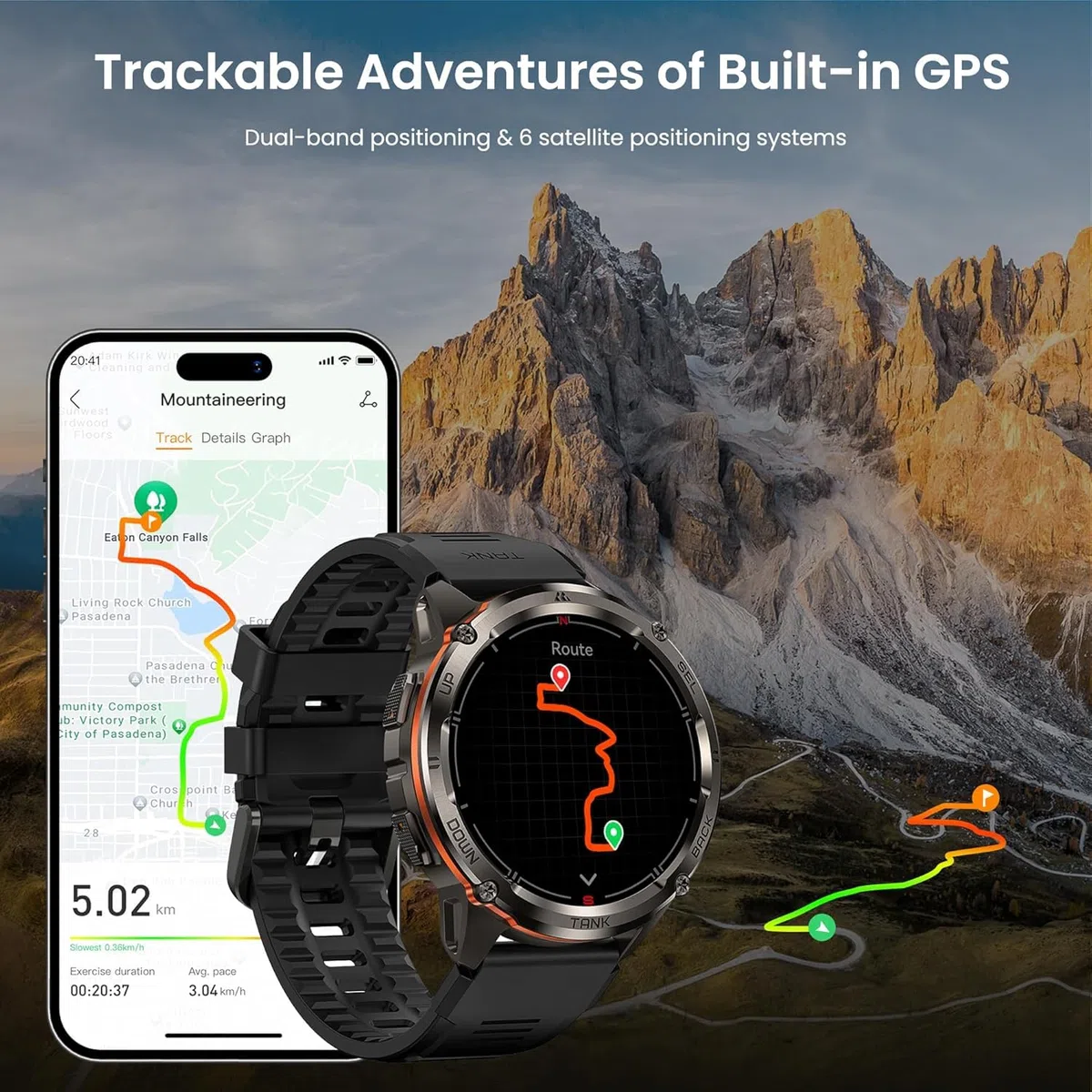 KOSPET Tank T3 Ultra 2 Montre Connectée Homme, GPS, Acier Inoxydable, 5 ATM