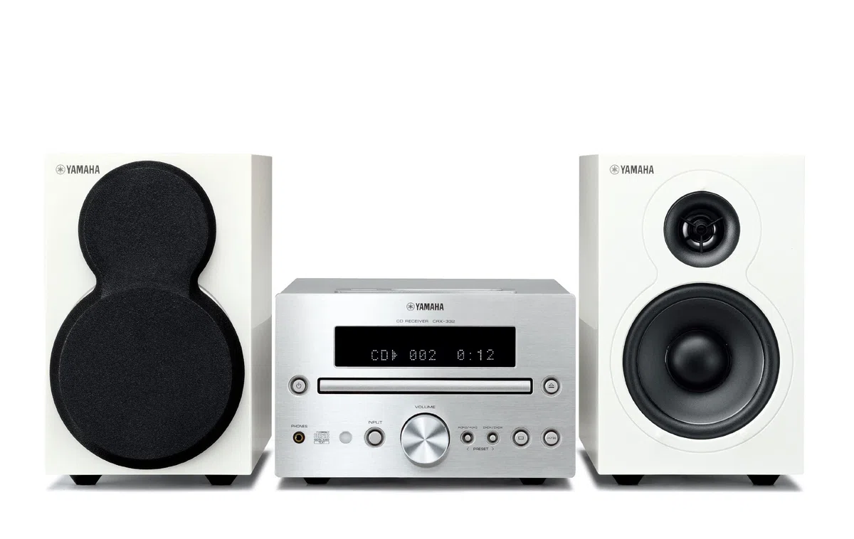 Yamaha MCR-332 SIWH Micro chaîne CD avec Station d'accueil pour iPod/iPhone Tuner FM USB Argent/Blanc