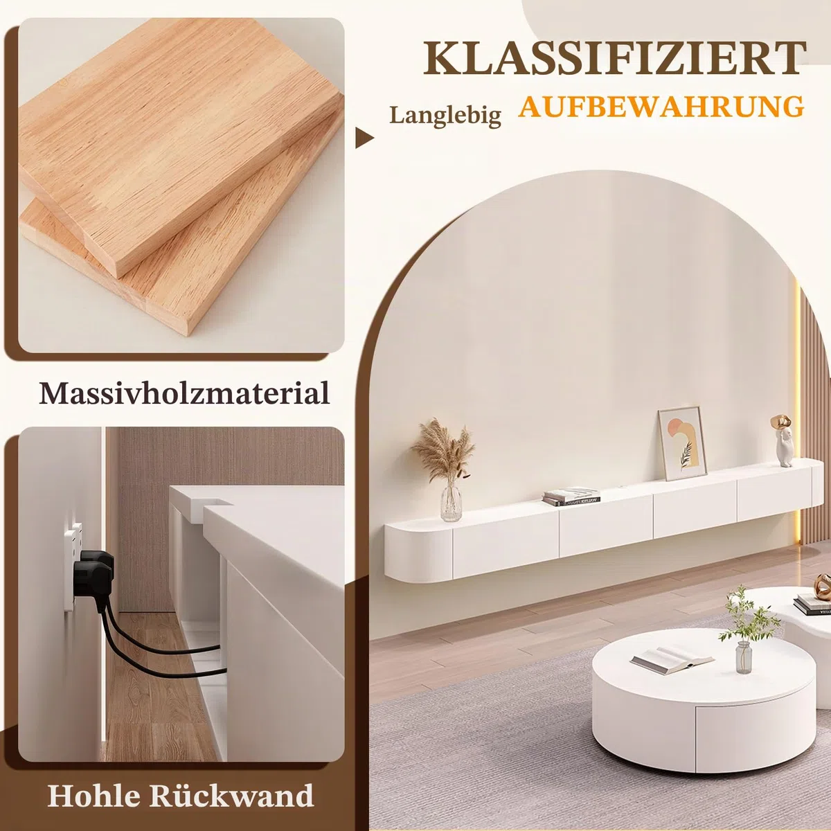 Meuble TV mural moderne avec porte Lar Floating TV nd avec Der Sk Sto Solut pour salon et bureau 200 cm Console TV Slish Home Fur