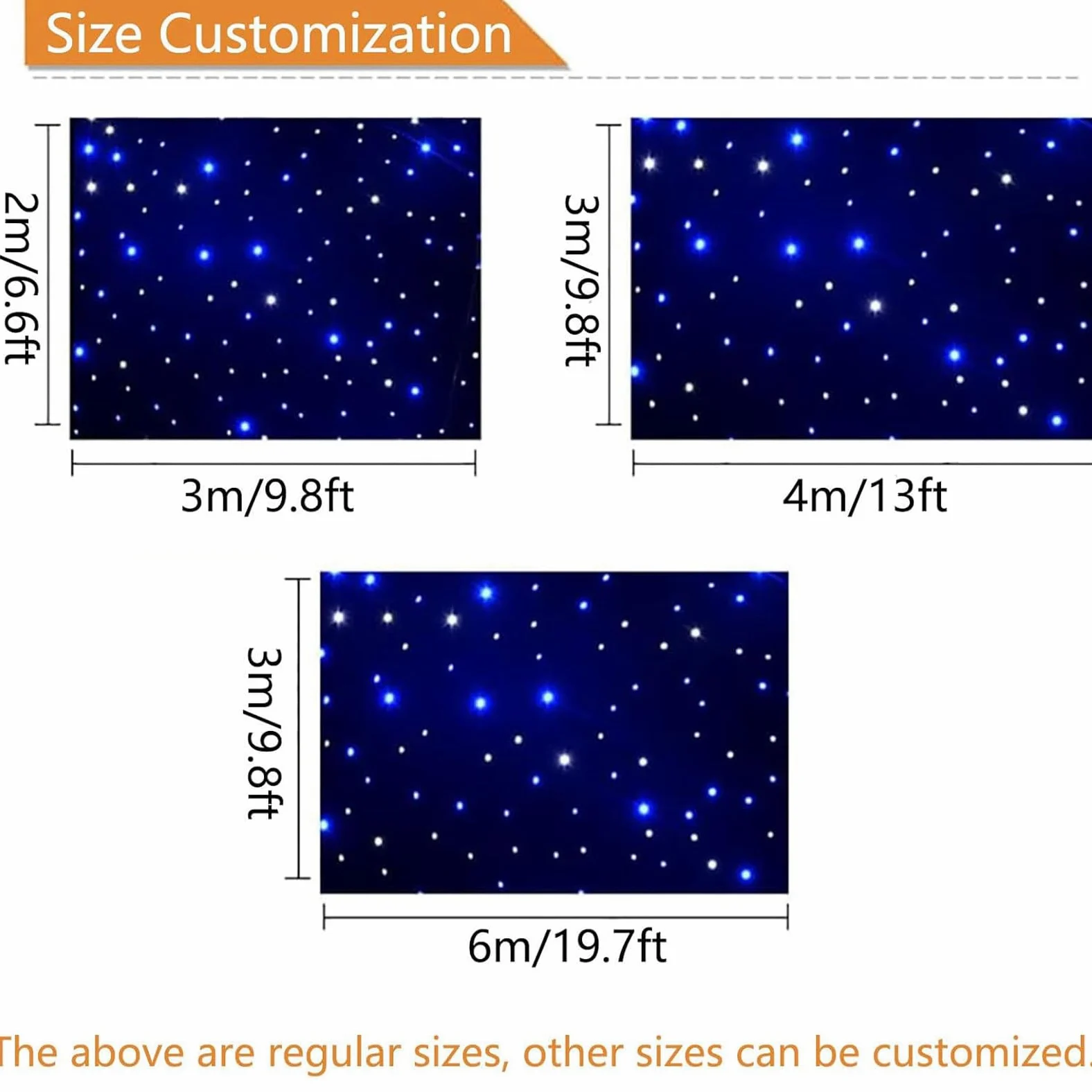 Rideau de fond étoilé à LED – Tissu RGBW ciel étoilé avec contrôle DMX – Rideau coloré pliable pour scène de mariage – Parfait pour les mariages, les fêtes, Noël – Comprend un contrôleur,B-2x3m