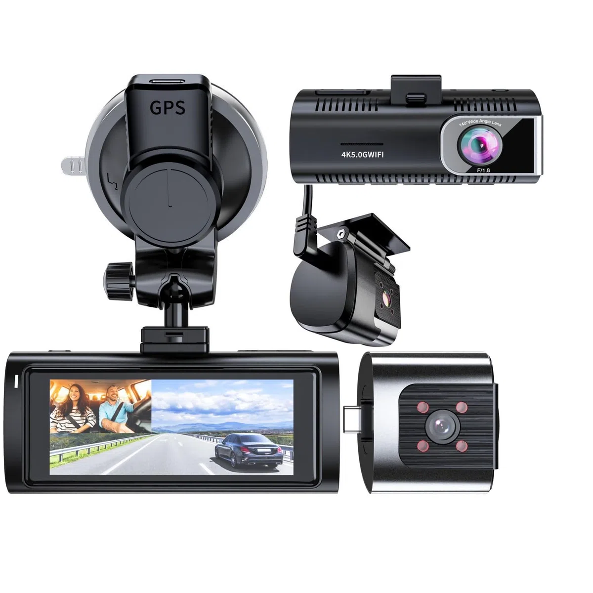 Enregistreur de conduite double 4K haute définition double objectif 5GWIFI avant et arrière double enregistrement GPS enregistreur de voiture