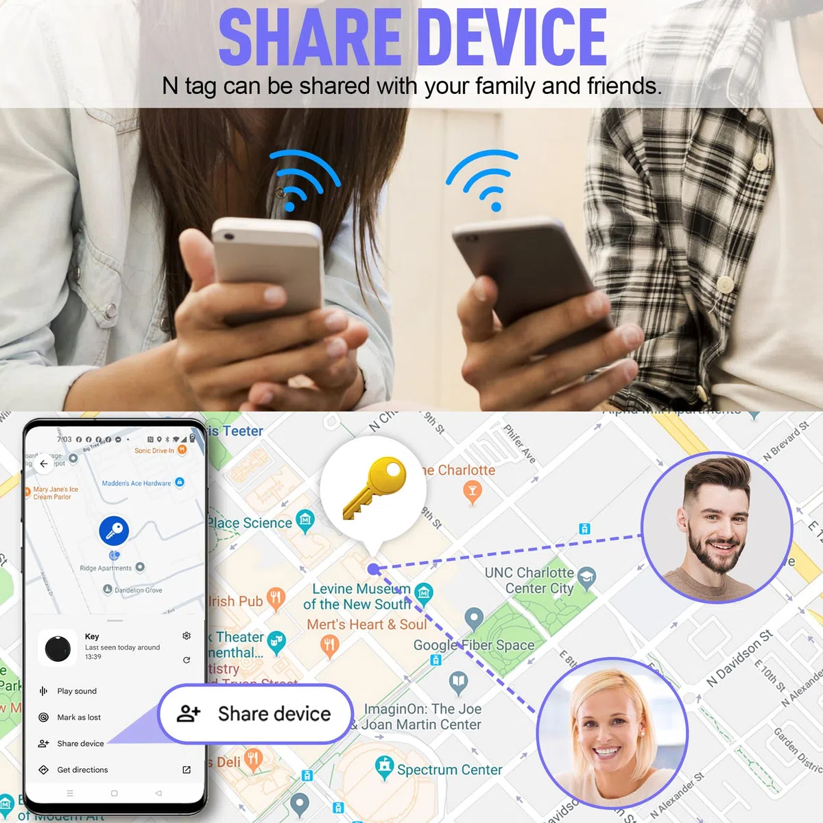 Lot de 4 étiquettes de suivi d'air pour Android ou iOS, double système de suivi d'air, étiquette de suivi Bluetooth compatible avec l'application iOS Find My ou Google Find Hub, étiquettes de suivi