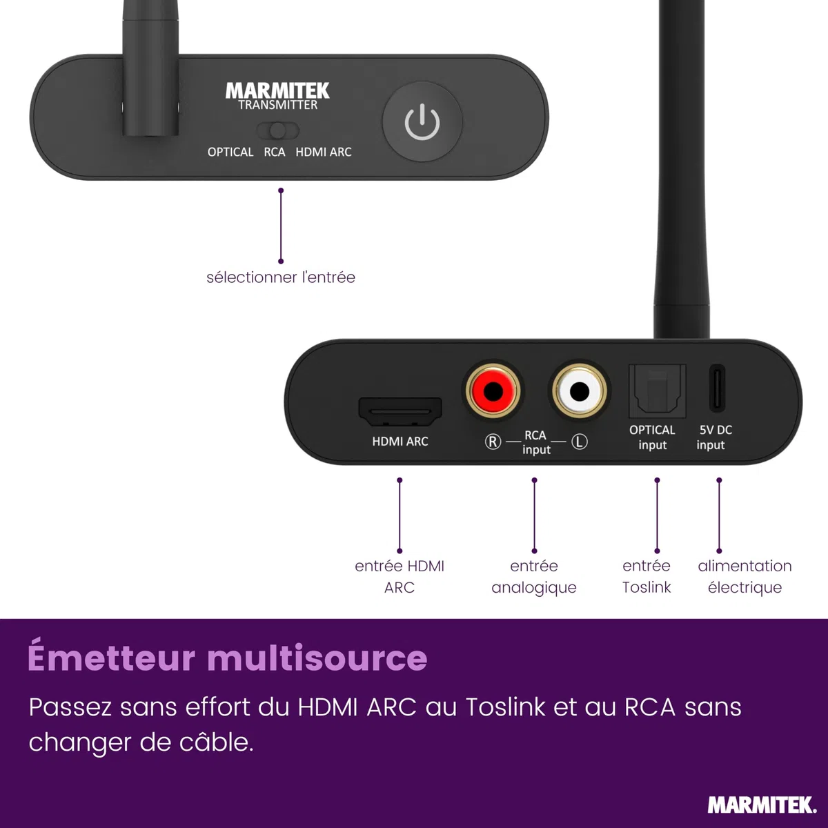 Marmitek Audio Anywhere 730 - Émetteur Audio sans Fil pour TV HDMI Arc