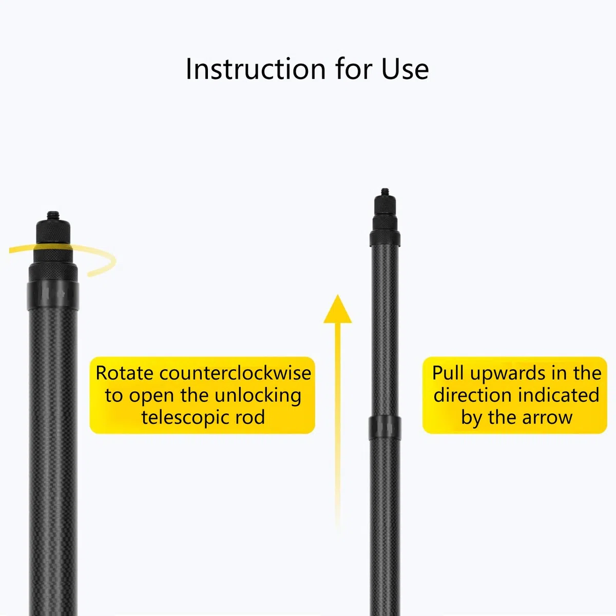 Perche à selfie extensible jusqu'à 5 m pour appareil photo à 360 degrés Support trépied léger et durable Design tige carbonée