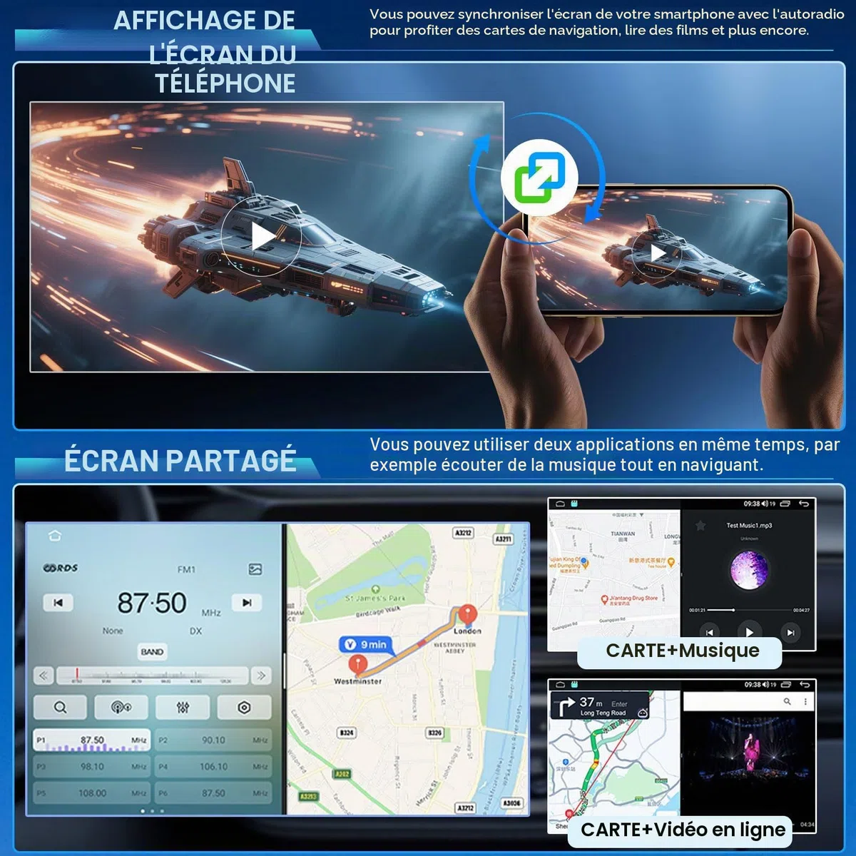 Android 13 Autoradio avec sans Fil CarPlay pour Nissan Navara D40 2007-2015