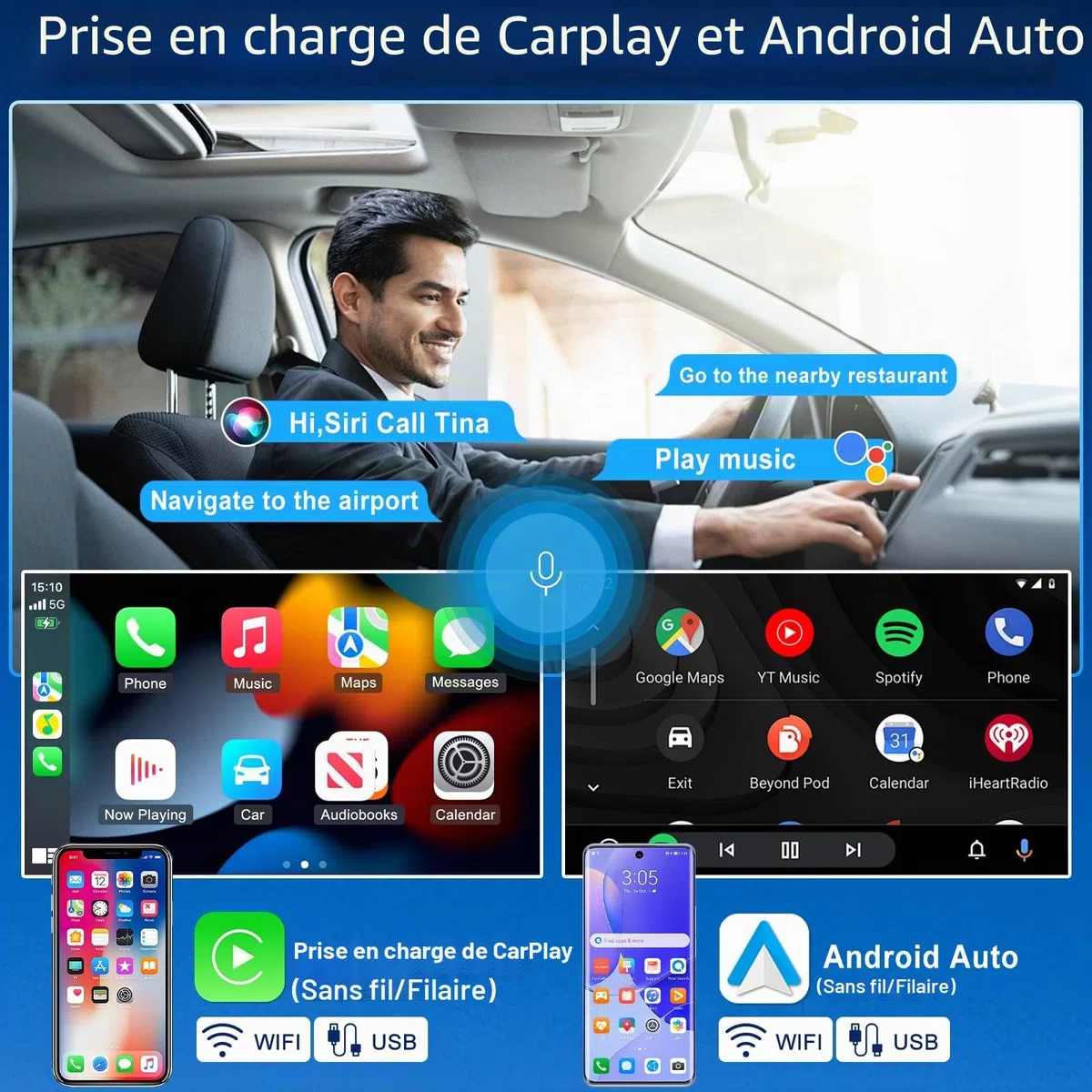 Android 13 Autoradio avec sans Fil CarPlay pour Nissan Navara D40 2007-2015