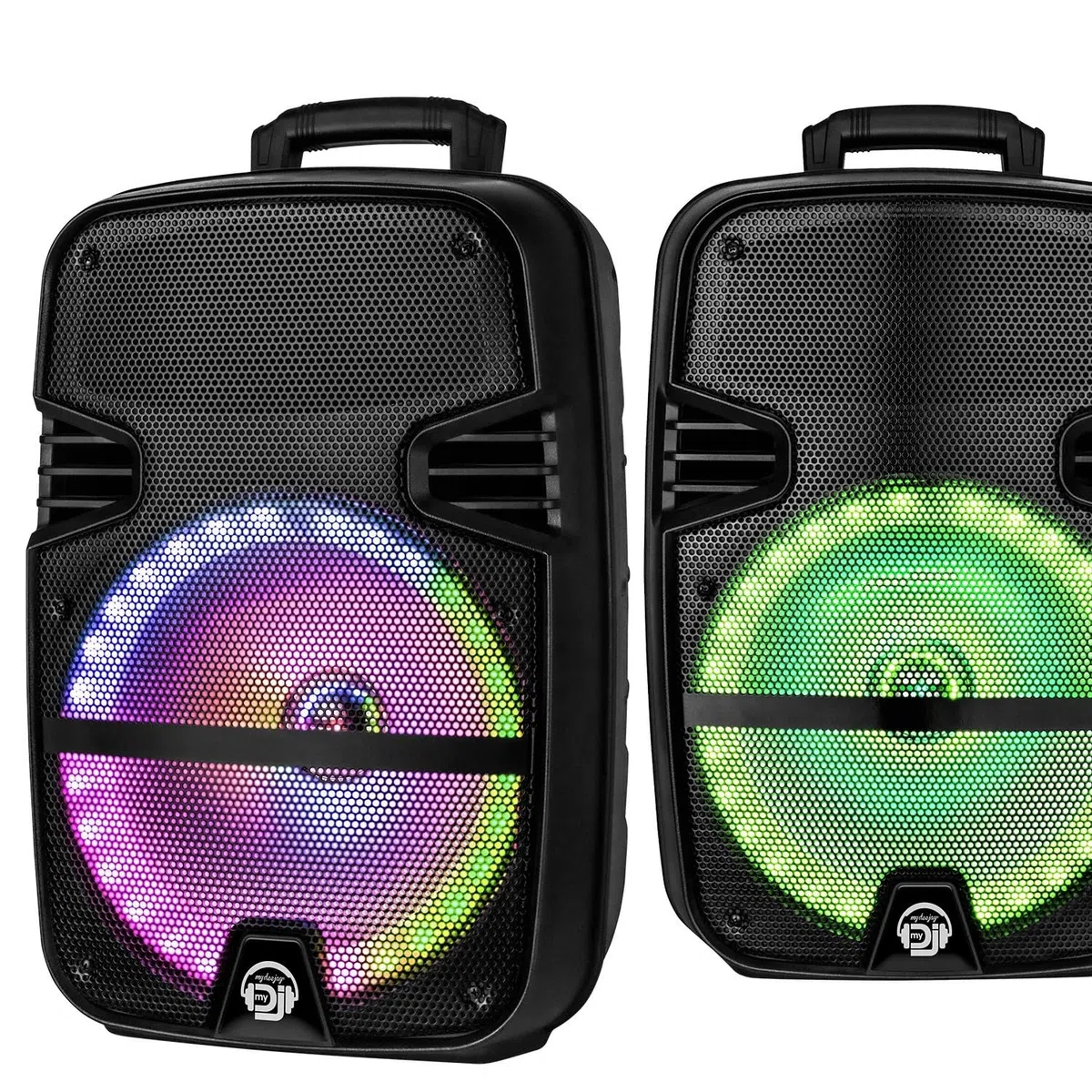 Enceinte Sono Mobile My Deejay MDJ12 Ring à LEDs RVB 600W 12" USB, Bluetooth, TWS, Micros VHF et Filaire, +clé USB 32Go