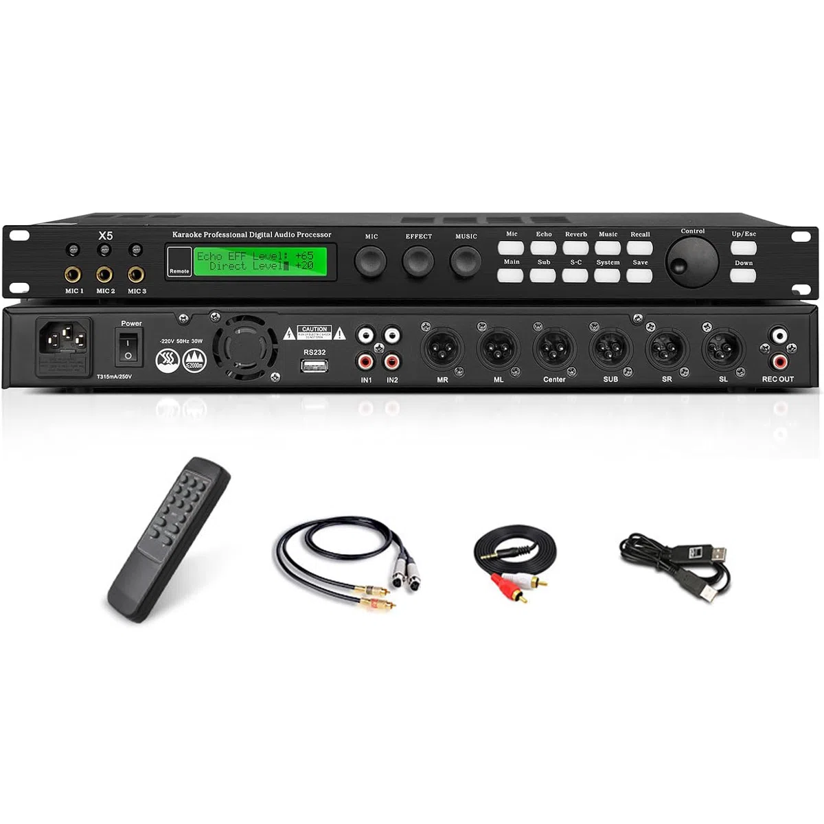 Processeur Audio Numérique Professionnel, Suppresseur De Larsen X5, Préampli Karaoké Avec Suppression Automatique Du Larsen, Compatible Avec Une Sortie 5.1 Canaux, Pour Enceintes Et Home Cinéma