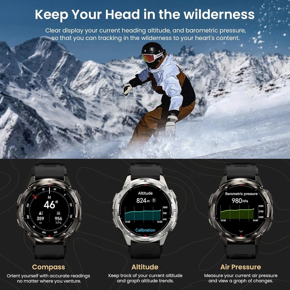 KOSPET Tank T3 Ultra 2 Montre Connectée Homme, GPS, Acier Inoxydable, 5 ATM