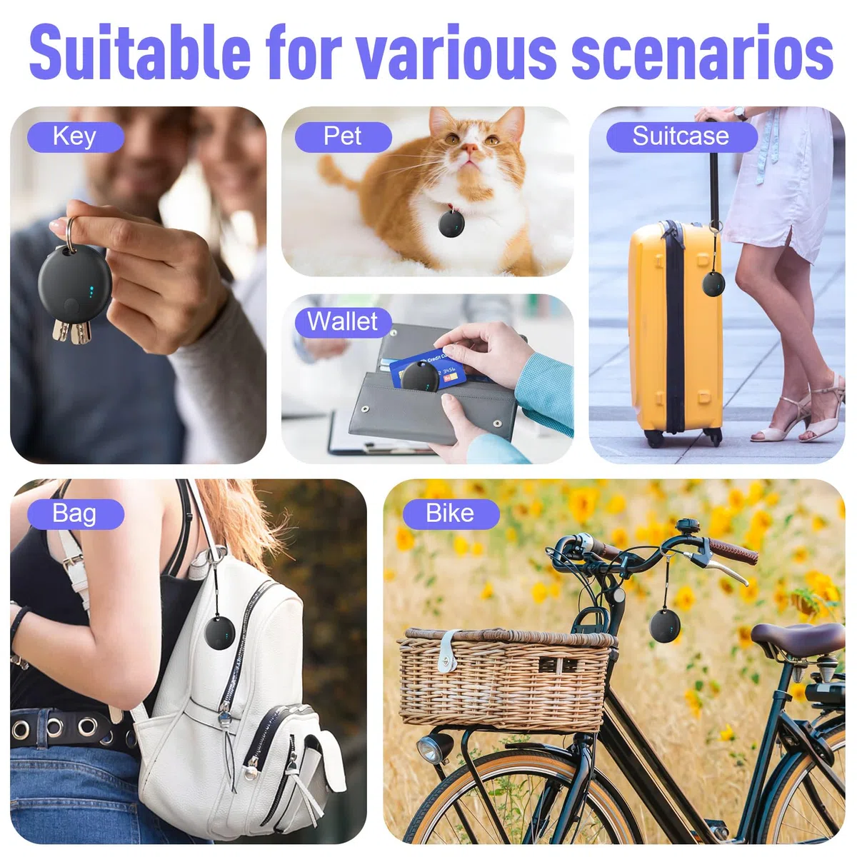Lot de 4 étiquettes de suivi d'air pour Android ou iOS, double système de suivi d'air, étiquette de suivi Bluetooth compatible avec l'application iOS Find My ou Google Find Hub, étiquettes de suivi
