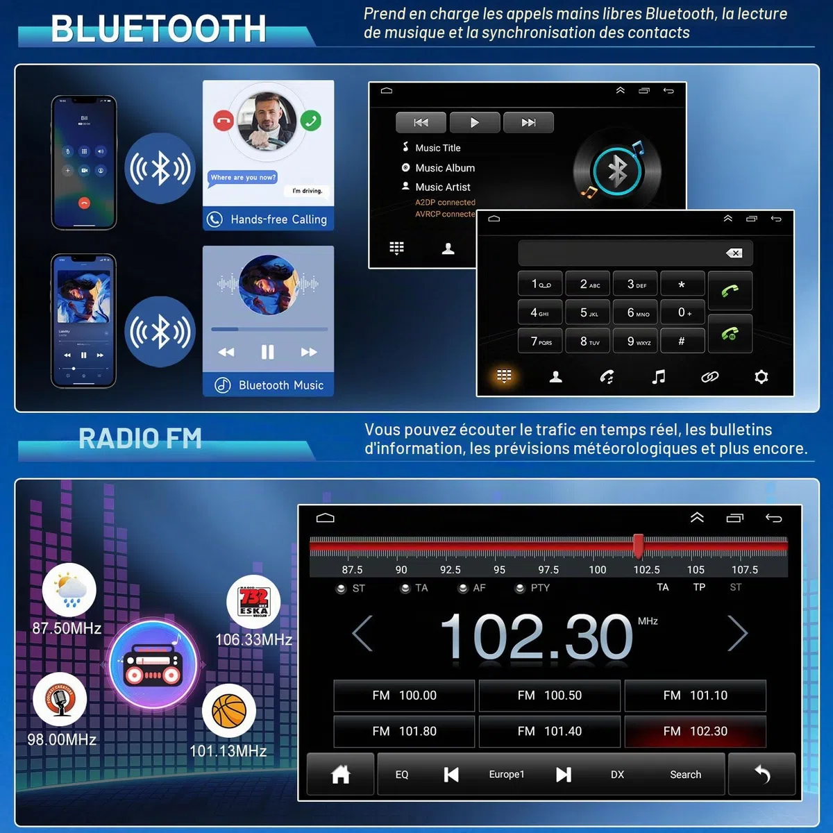 Android 13 Autoradio avec sans Fil CarPlay pour Nissan Navara D40 2007-2015
