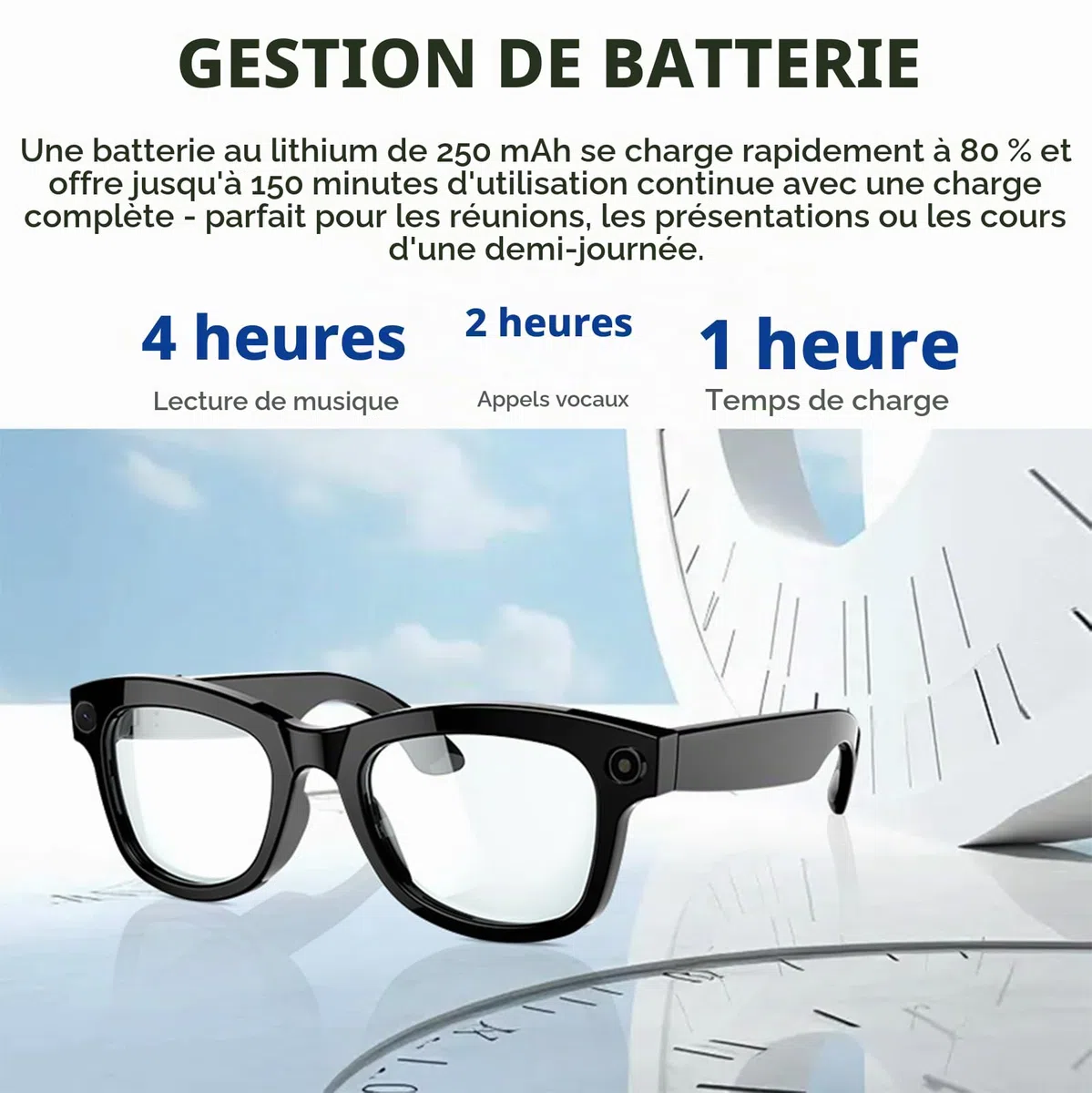 Lunettes Connectées Ia, Avec Caméra Hd 500 W Et Haut-Parleurs, Commande Vocale, Lecture De Musique, Traduction En Temps RéEl, Transmission Wi-Fi, Pour Les Voyages, La Musique Et Les Appels.,B