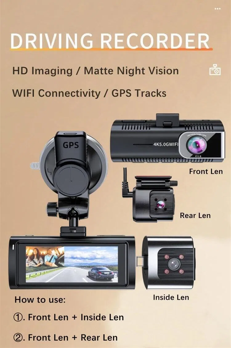 Enregistreur de conduite double 4K haute définition double objectif 5GWIFI avant et arrière double enregistrement GPS enregistreur de voiture