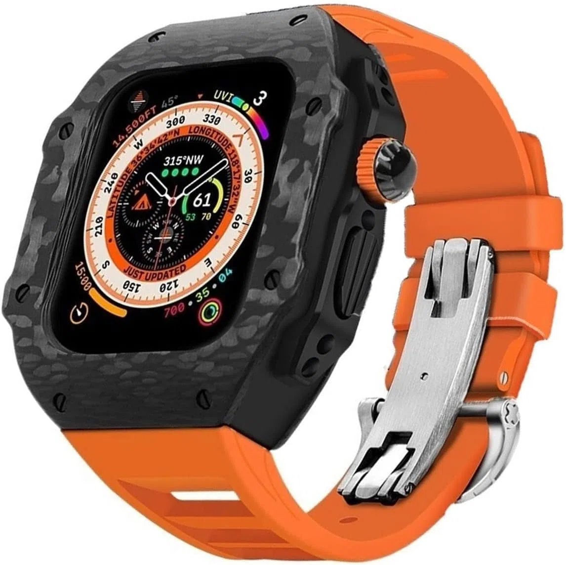 JDIME Bracelet de montre en fibre de carbone pour Apple Watch Ultra 49 mm, 45 mm, 44 mm, bracelet de montre de sport respirant pour iWatch Series 8/7/6/5/4/SE