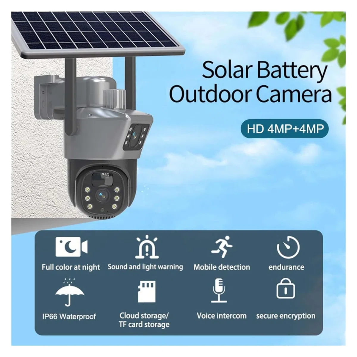 Surveillance de sécurité Solaire extérieure sans Fil Double