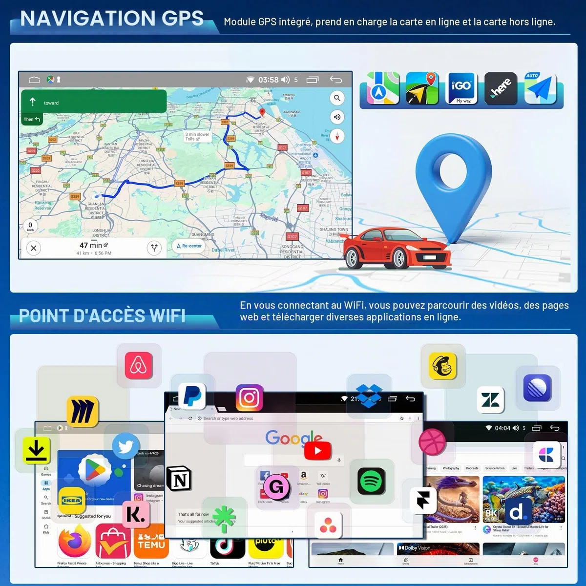 Android 13 Autoradio avec sans Fil CarPlay pour Nissan Navara D40 2007-2015